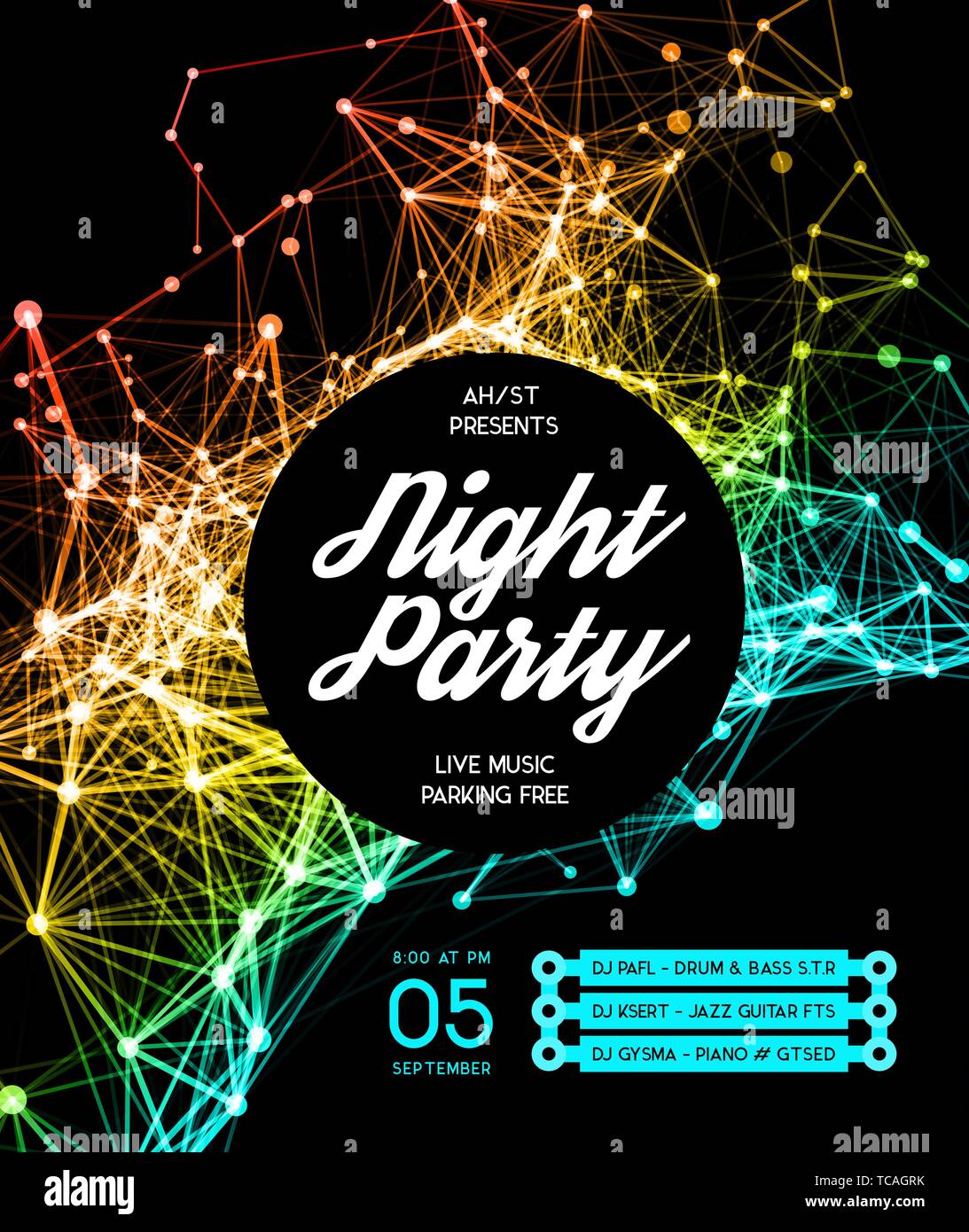 Night Disco Party Poster Background Template - Vector Illustration Stock  Photo - Alamy