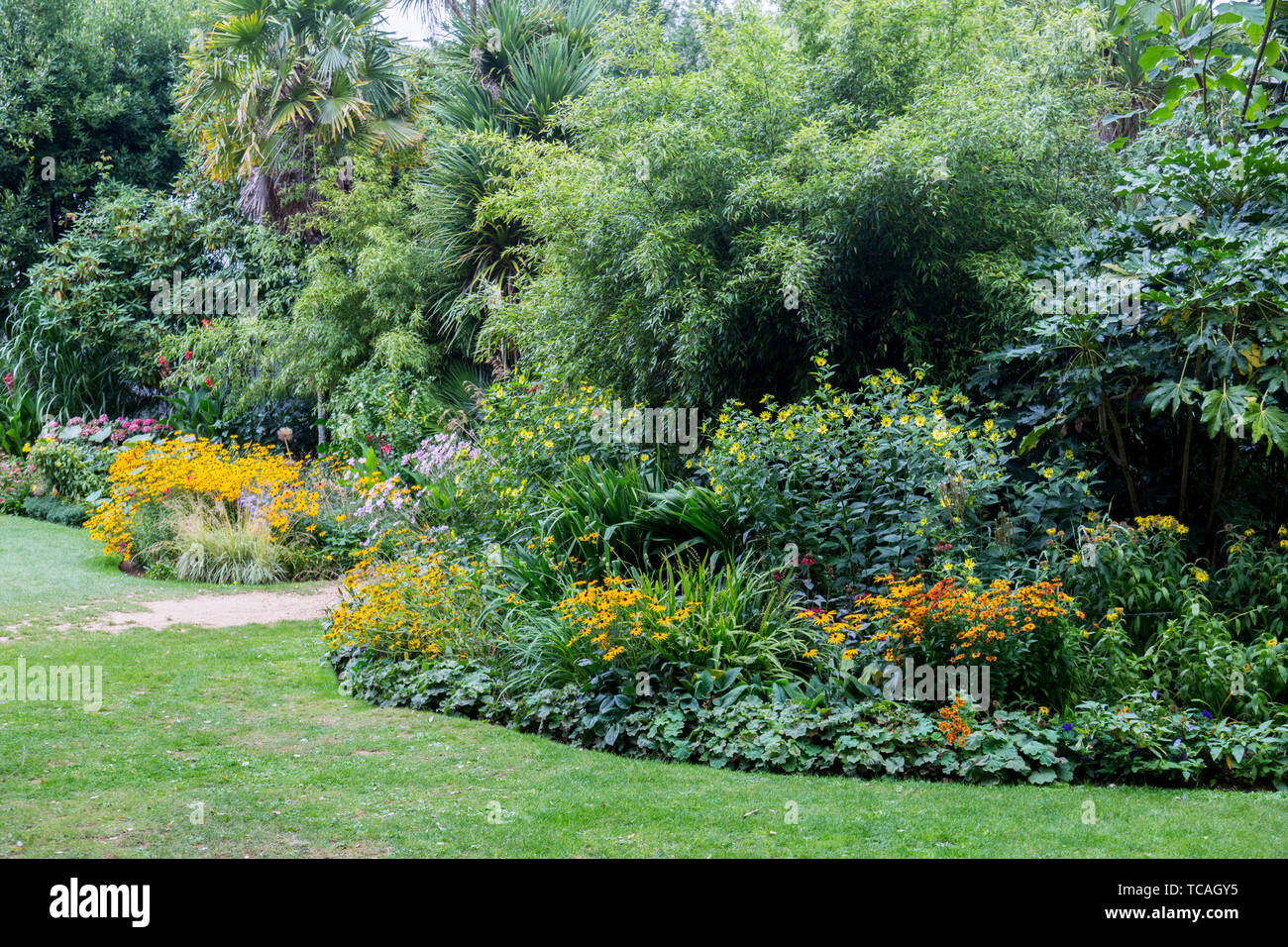 An herbaceous border alongside the West Lawn Abbotsbury Subtropical