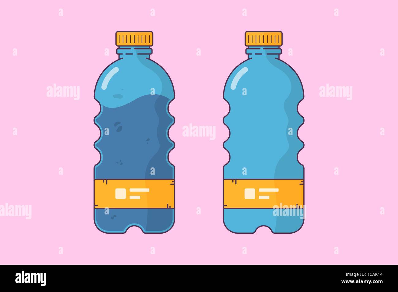 World environment day, Beat Plastic Pollution Day. Isolated plastic bottle with water, empty used bottle illustration. Stock Vector