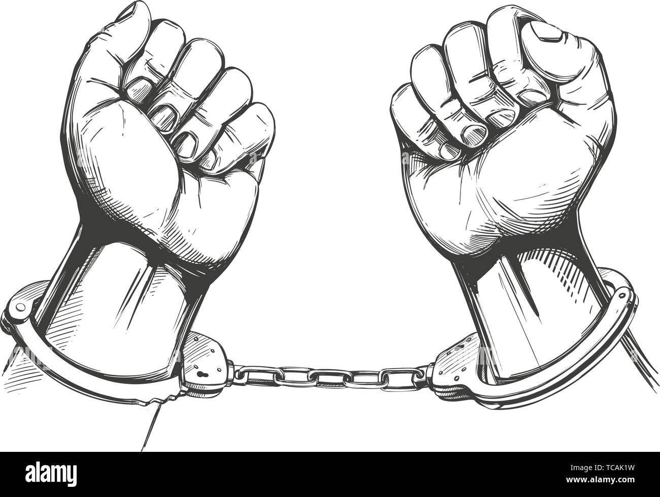 Handcuffed Hands Icon Hand Drawn Vector Illustration Sketch Stock Vector Image Art Alamy