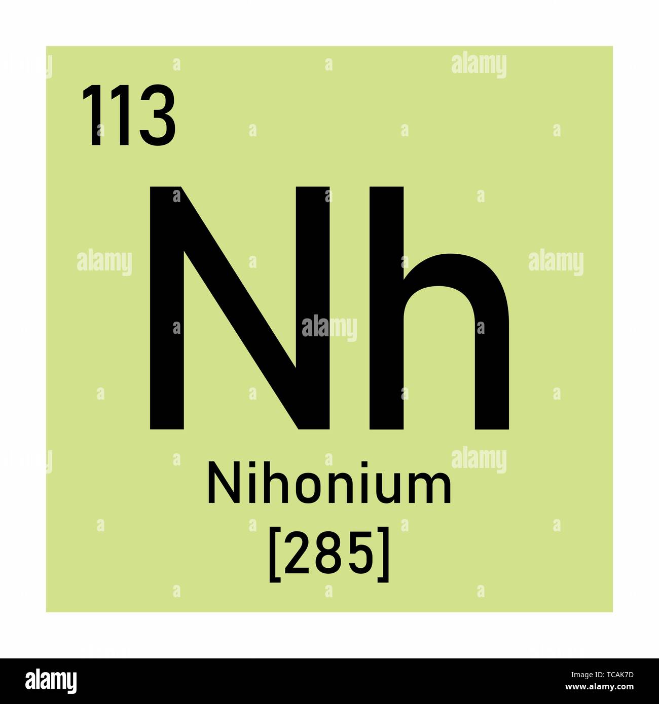 Illustration of the periodic table Nihonium chemical symbol Stock Vector