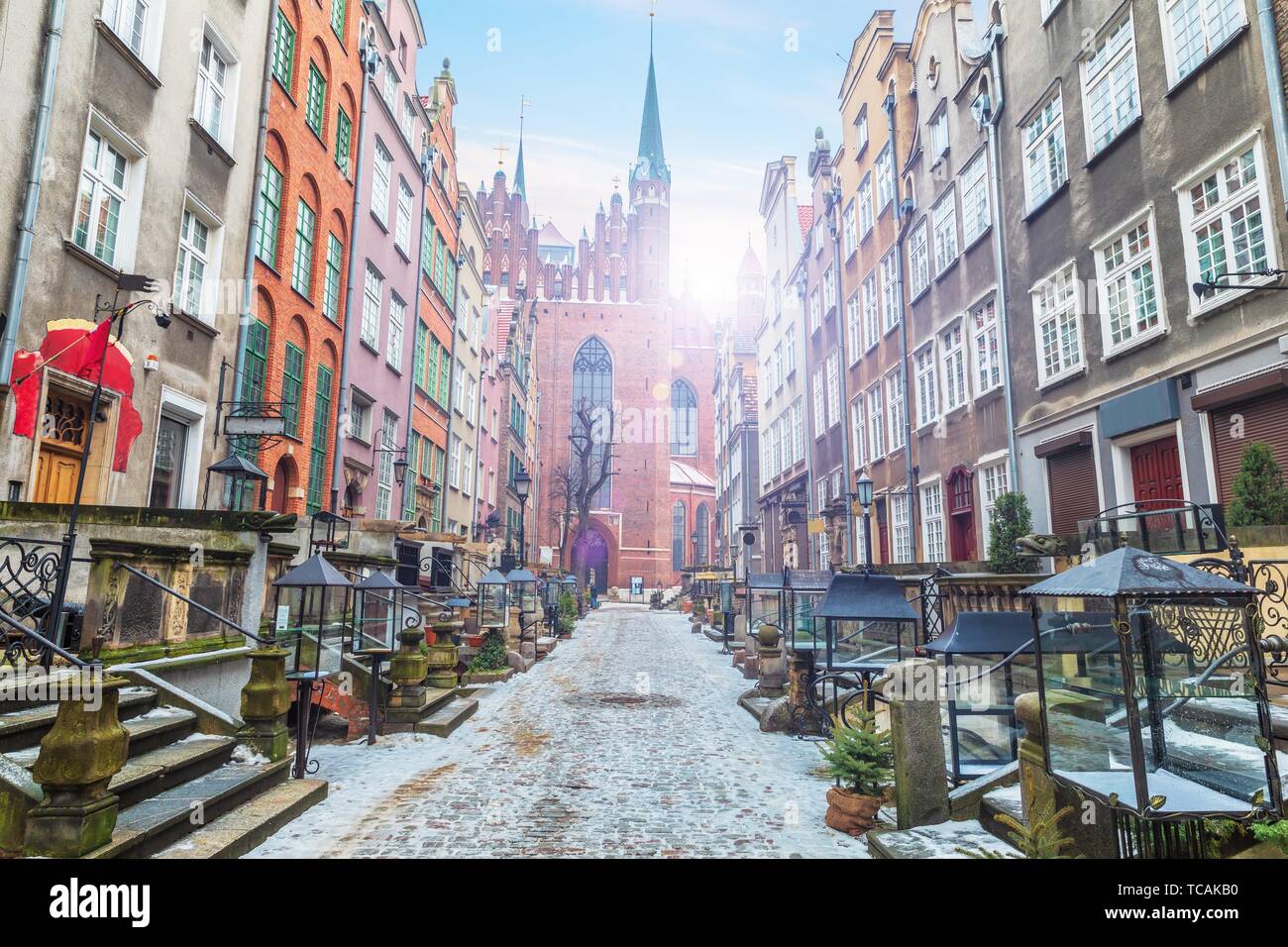 Mariacka street in Gdansk at sunrise, no people, Poland Stock Photo - Alamy