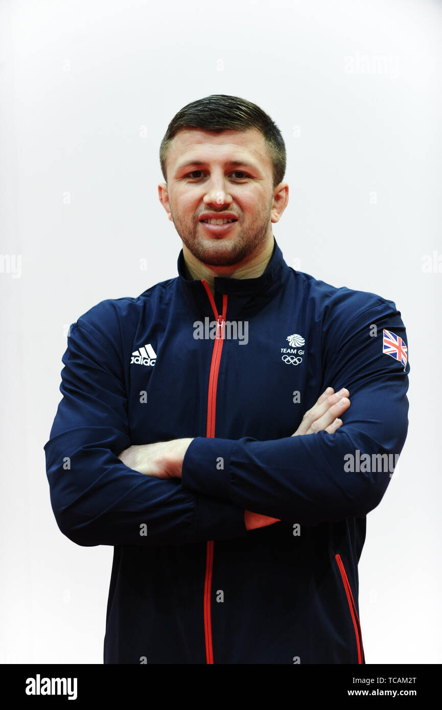 Frazer Chamberlain during the kitting out session for the 2019 Minsk European Games at the Birmingham NEC. Stock Photo