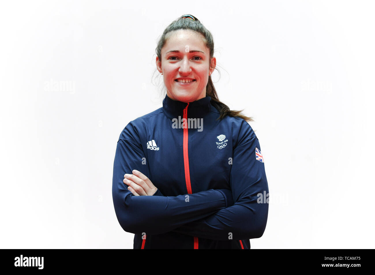 Natalie Powell during the kitting out session for the 2019 Minsk European Games at the Birmingham NEC. Stock Photo