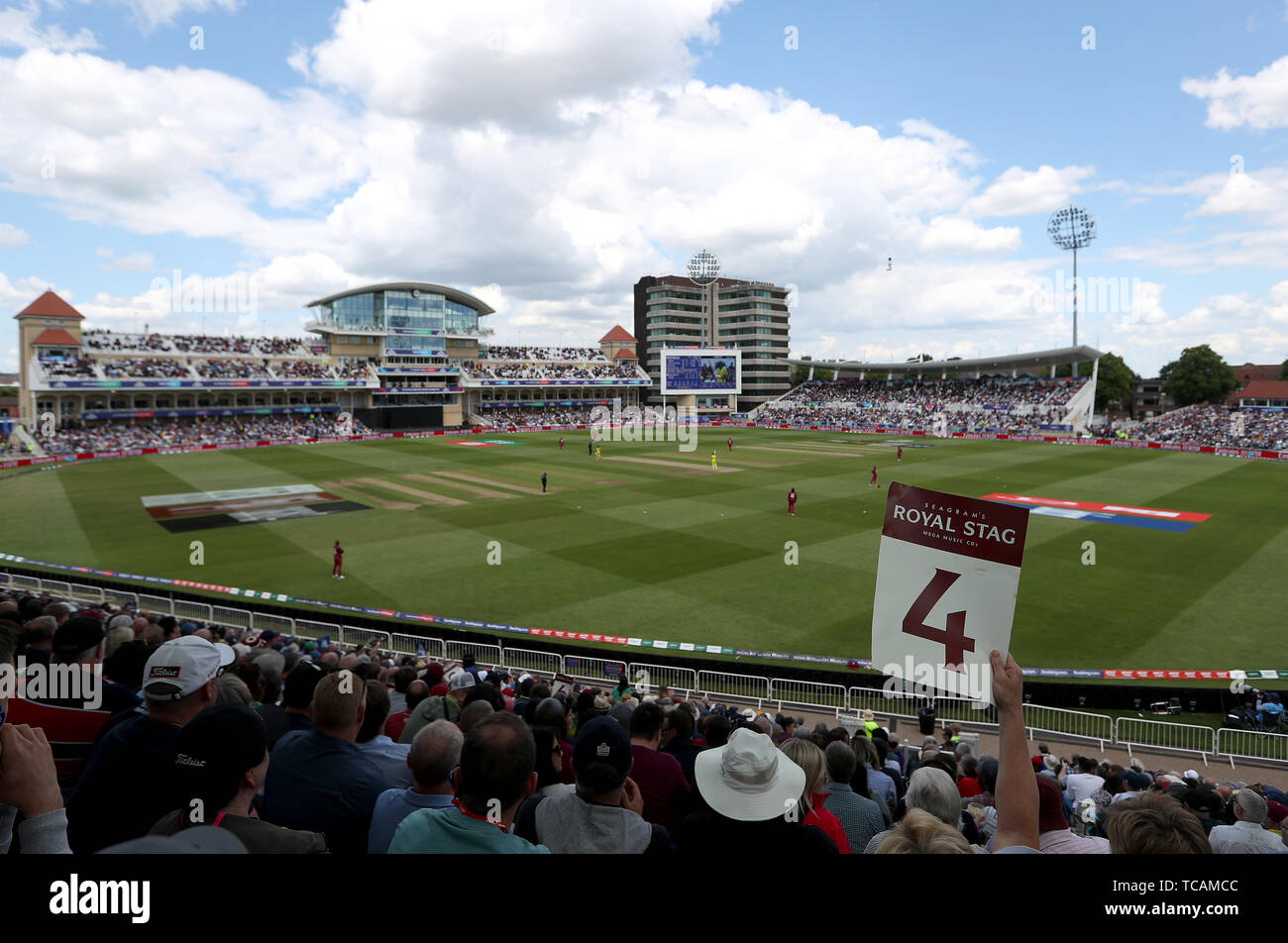 General view of the action during the ICC Cricket World Cup group stage match at Trent Bridge, Nottingham. Stock Photo