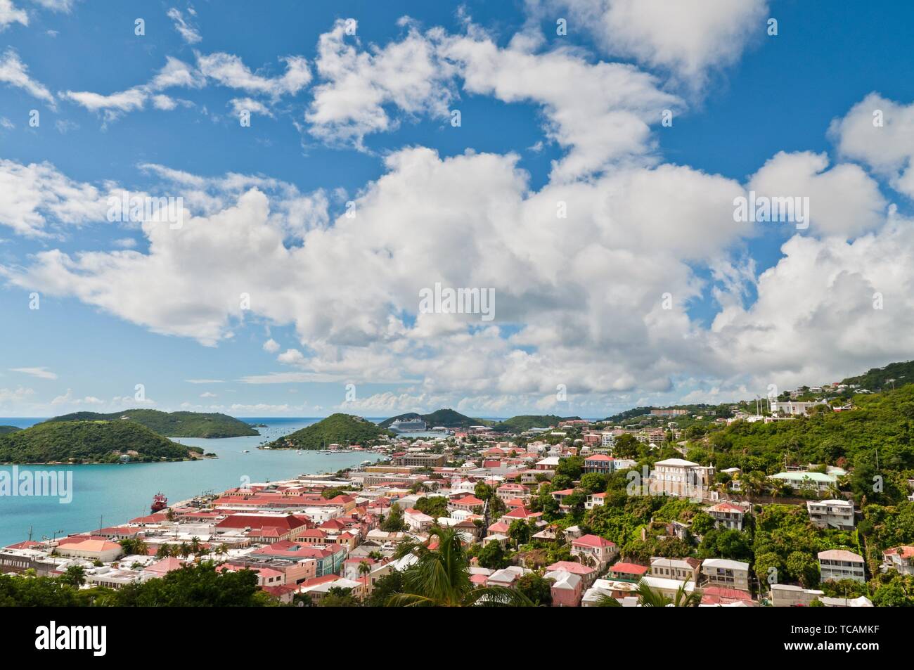 View of Charlotte Amalie, St. Thomas in the U. S. Virgin Islands Stock