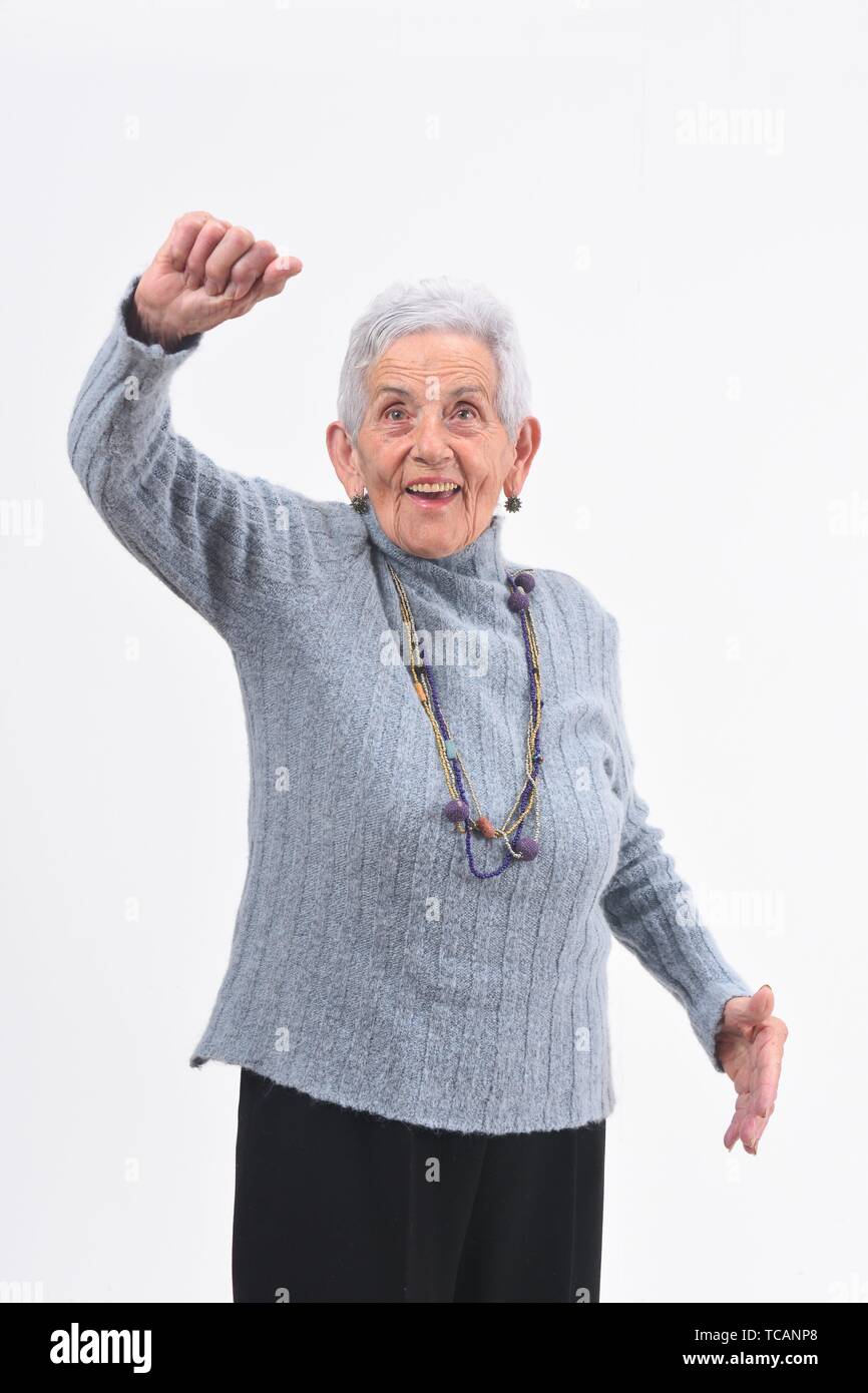Mature woman fist up isolated hi-res stock photography and images - Alamy