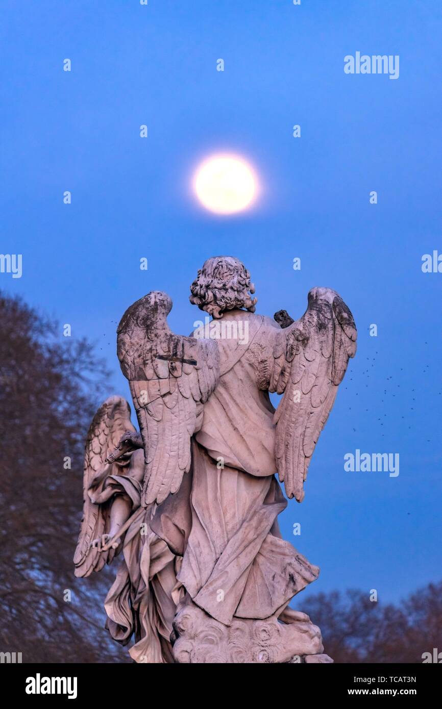 Moon Birds Bernini Angel Castel Ponte Sant Angelo Rome Italy. Gian