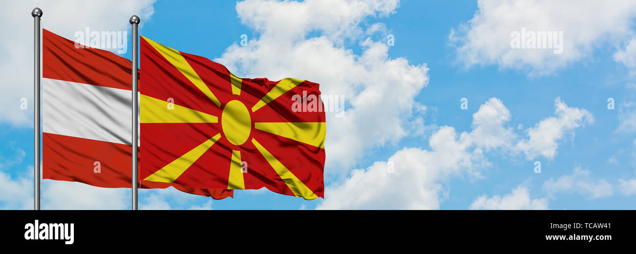 Austria And Macedonia Flag Waving In The Wind Against White Cloudy Blue Sky Together Diplomacy Concept International Relations Stock Photo Alamy