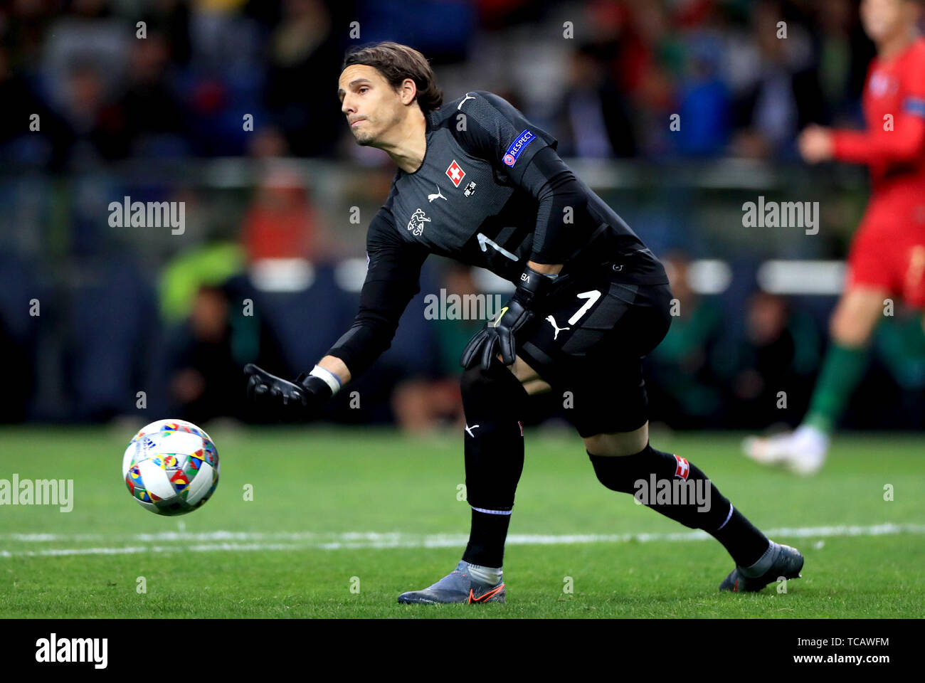 Switzerland's Goalkeeper Yann Sommer in action during the Nations League Semi Final at Estadio do Bessa, Porto. Stock Photo