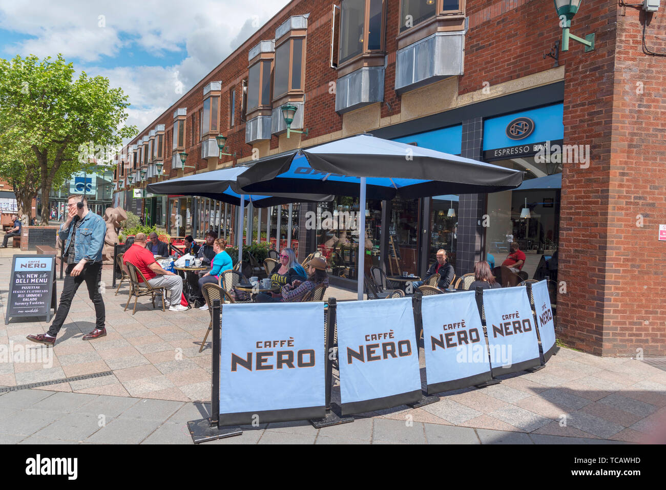Cafe Nero Espresso Bar in the Golden Sqaure. Warrington. Stock Photo