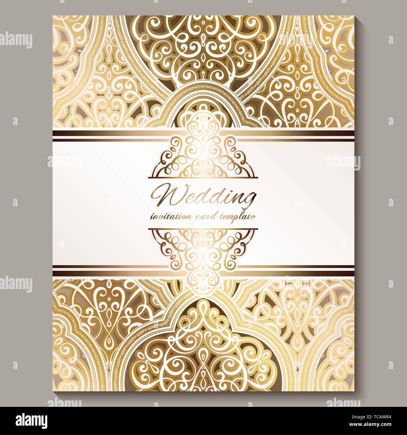 Wedding invitation card with gold shiny eastern and baroque rich foliage.  Ornate islamic background for your design. Islam, Arabic, Indian, Dubai  Stock Vector Image & Art - Alamy