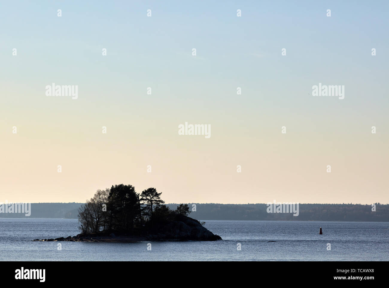 Contours of Kattholmen island during a sunny afternoon outside Vaxholm, Sweden Stock Photo