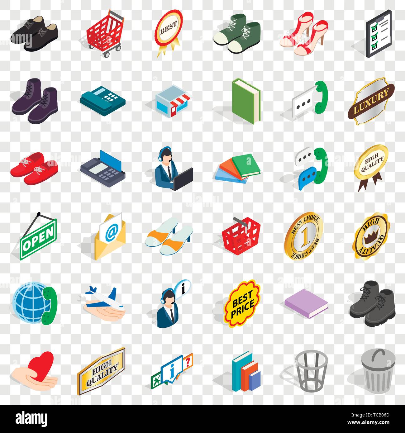 Advertising icons set, isometric style Stock Vector