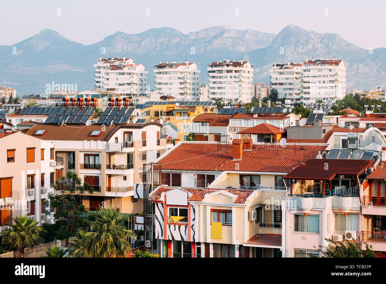 Urban development in the city of Antalya, Turkey. Konyaalti. Stock Photo