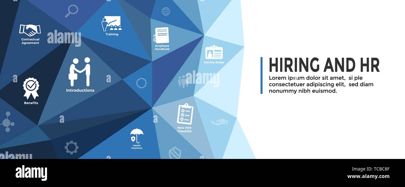 Hr Hiring Process Icon Set And Web Header Banner Stock Vector