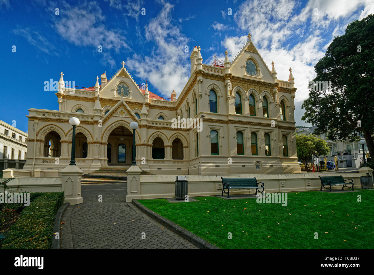The New Zealand Parliamentary Library building in the capital city, Wellington. Stock Photo