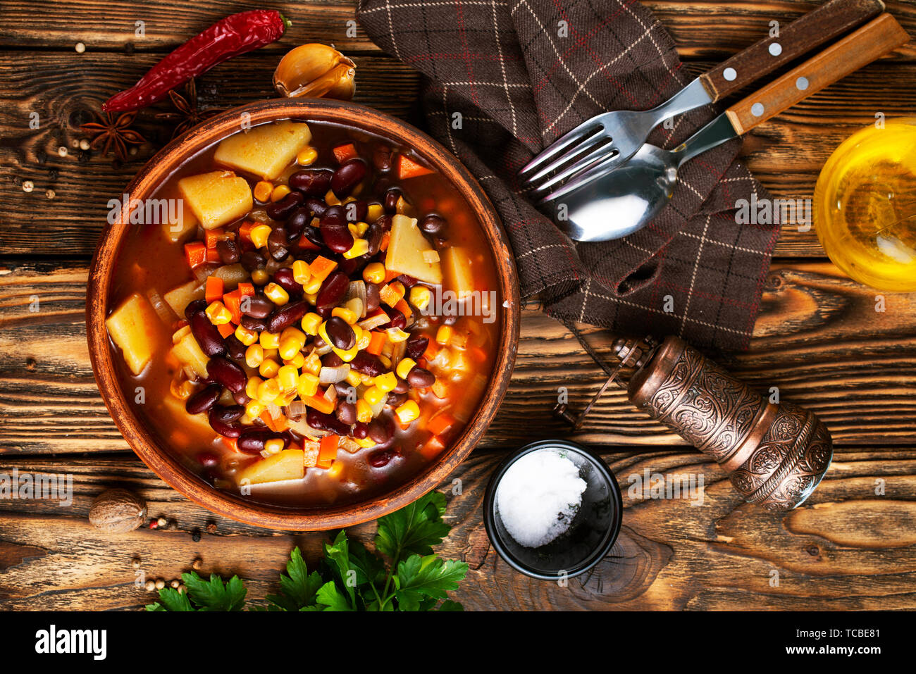 chilli corn carne in bowl, mexican food Stock Photo - Alamy