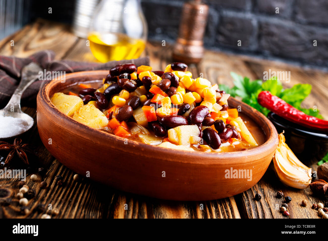 chilli corn carne in bowl, mexican food Stock Photo - Alamy
