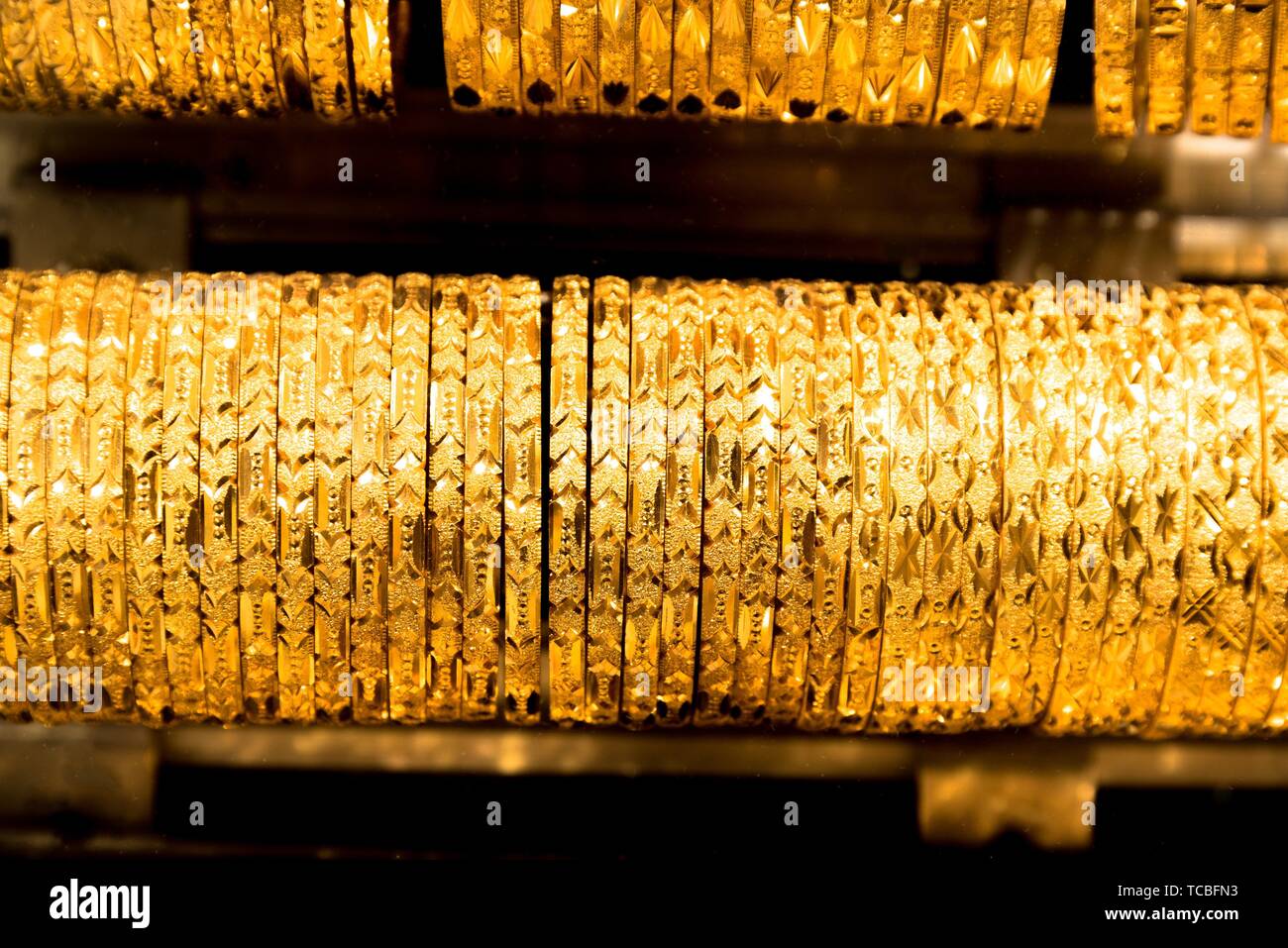 Turkish gold bracelets for sale on a stall in Grand Bazaar,Istanbul,Turkey  Stock Photo - Alamy