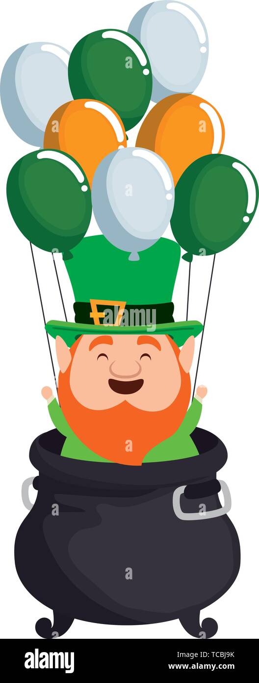 leprechaun in cauldron with balloons helium Stock Vector Image & Art ...