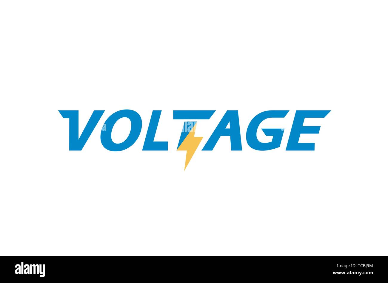 Creative Blue Letter Voltage Text Logo Vector Symbol Design Illustration Stock Vector