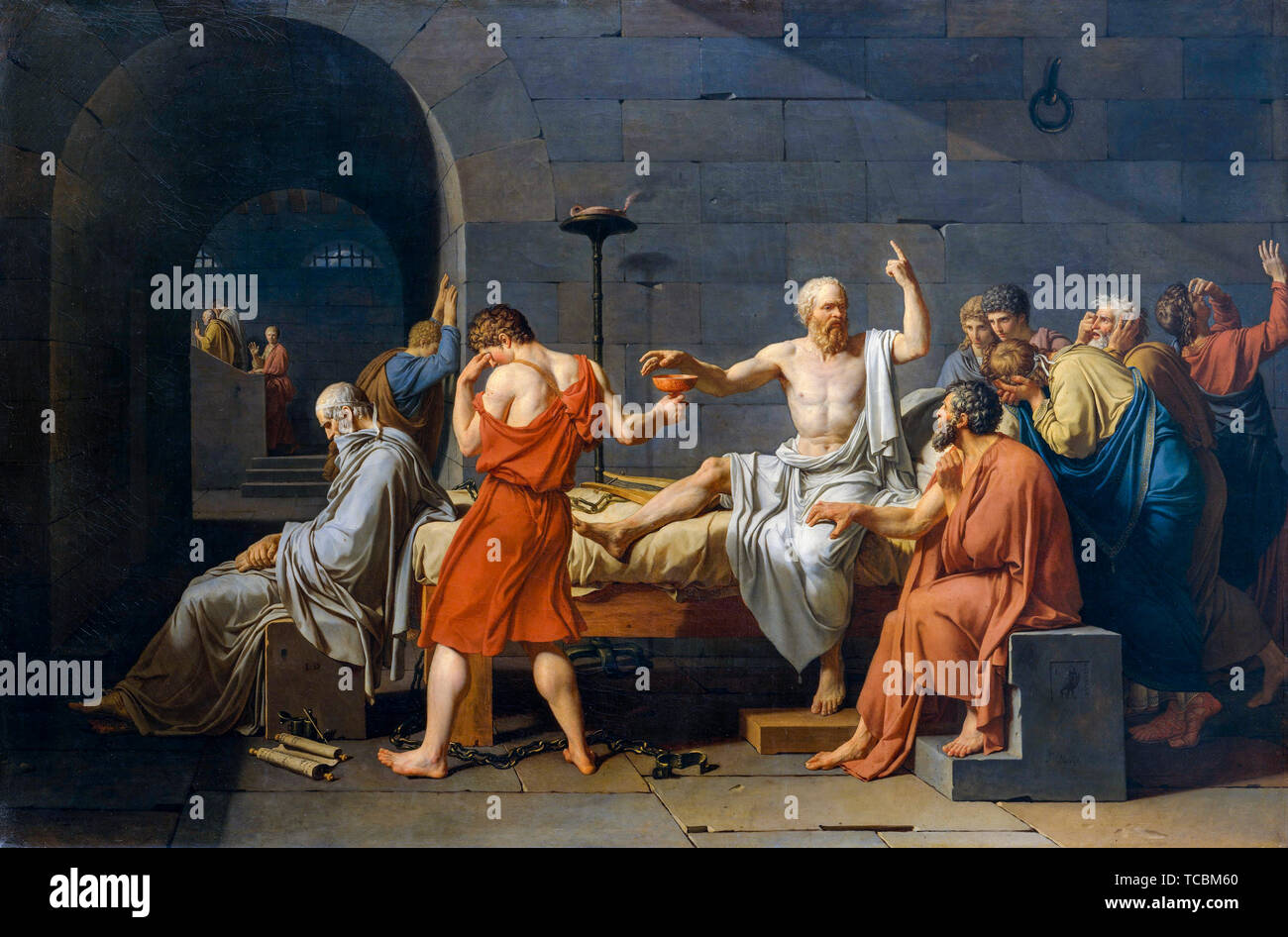 Jacques Louis David, The Death of Socrates, painting, 1787 Stock Photo