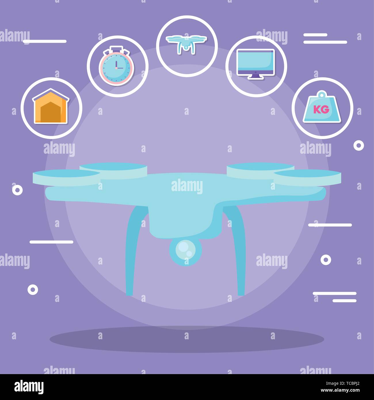 drone tech with delivery service icons vector illustration design Stock ...