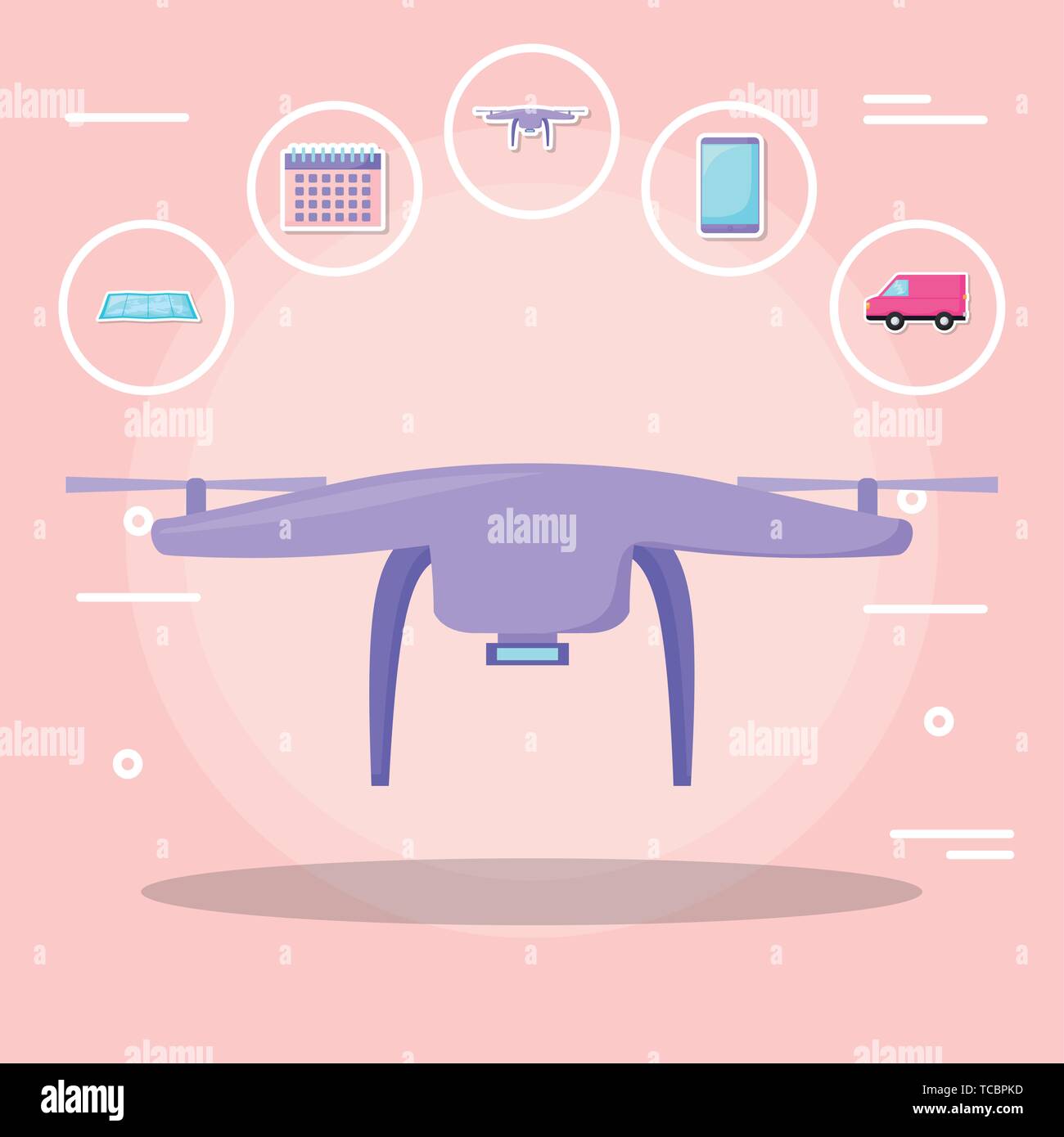 drone tech with delivery service icons vector illustration design Stock ...