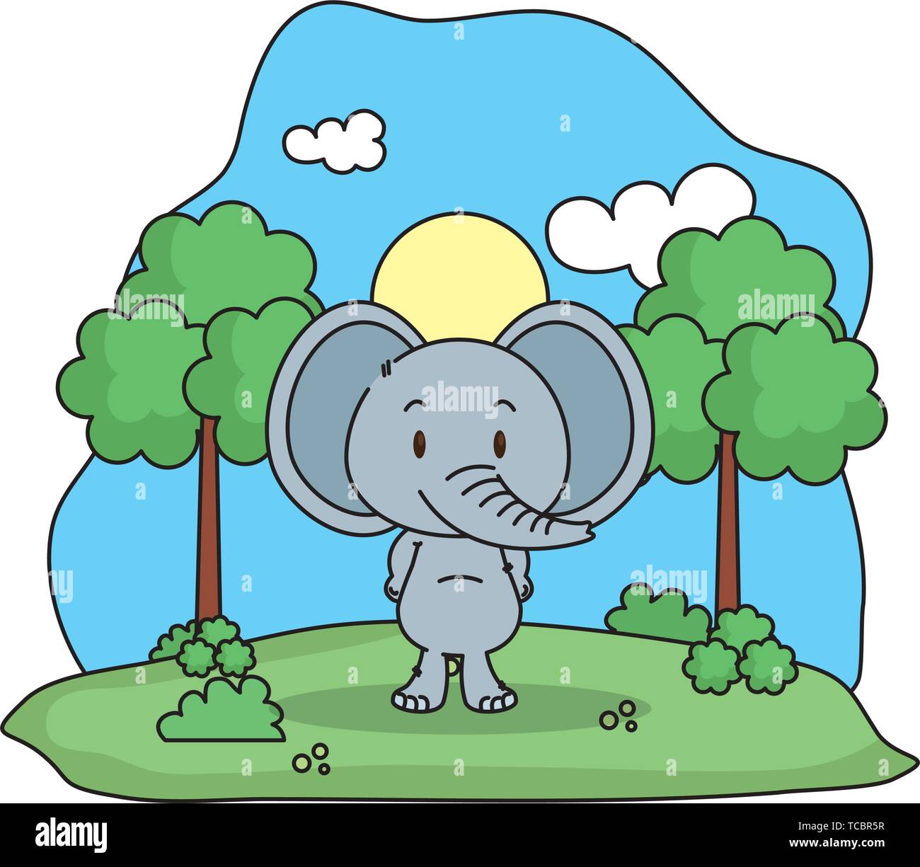 cute elephant in the landscape Stock Vector Image & Art - Alamy