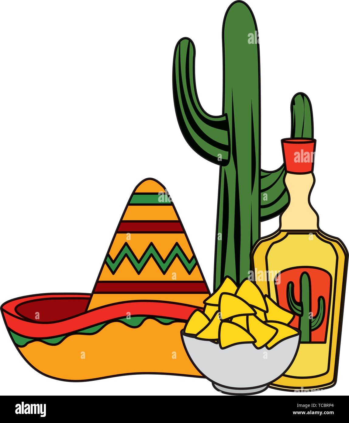 tequila with mexican hat and nachos c Stock Vector Image & Art Alamy
