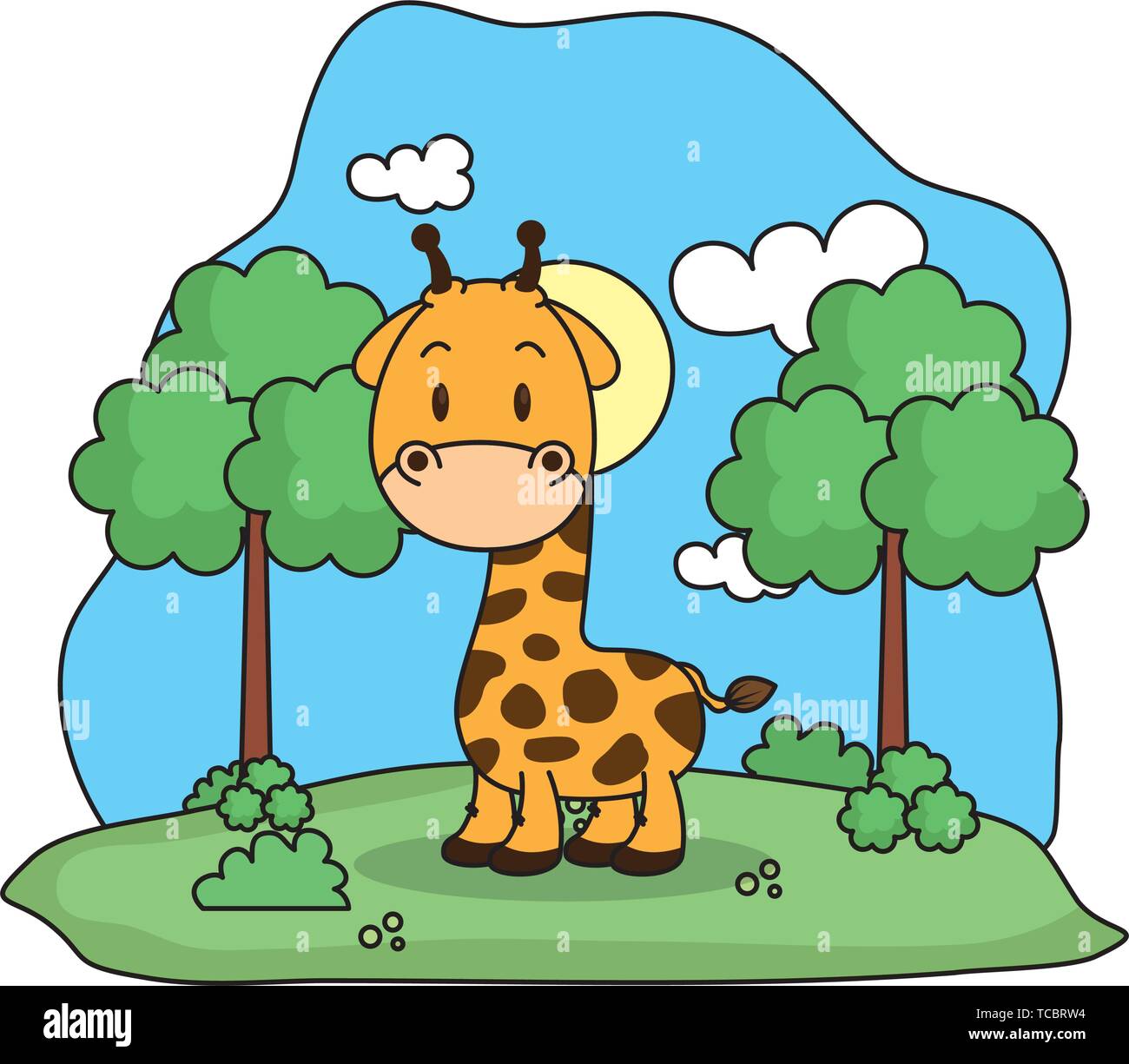 cute giraffe in the landscape Stock Vector Image & Art - Alamy