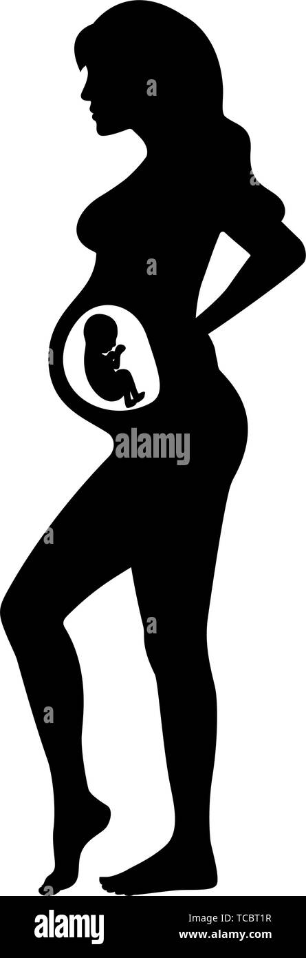 Pregnant woman with a baby inside the belly Stock Vector