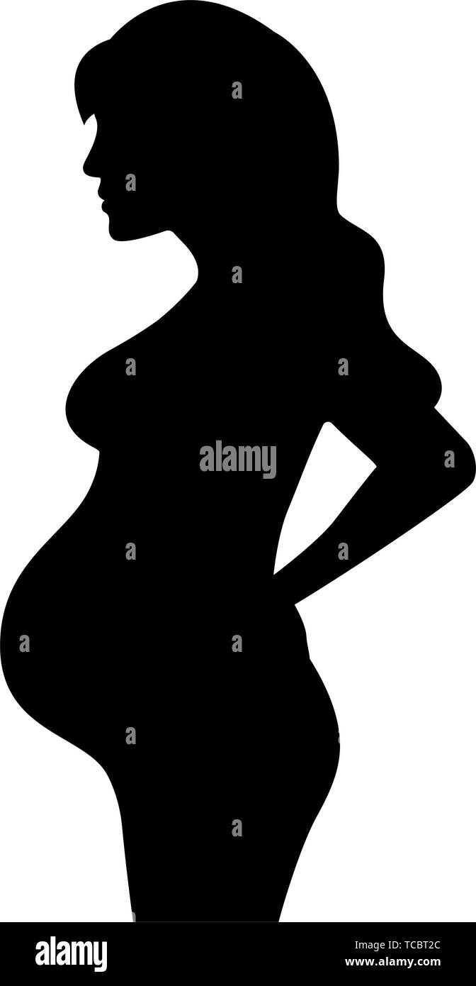 Silhouette of a pregnant woman standing sideways Stock Vector