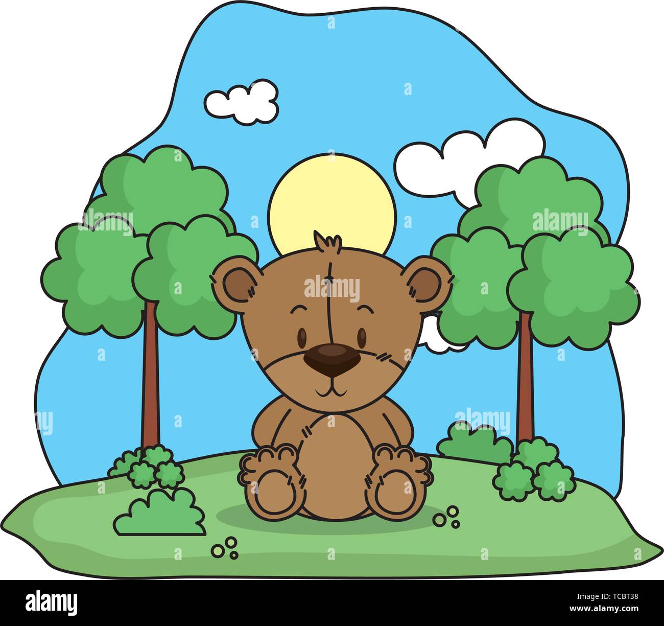 cute bear teddy in the landscape Stock Vector Image & Art - Alamy
