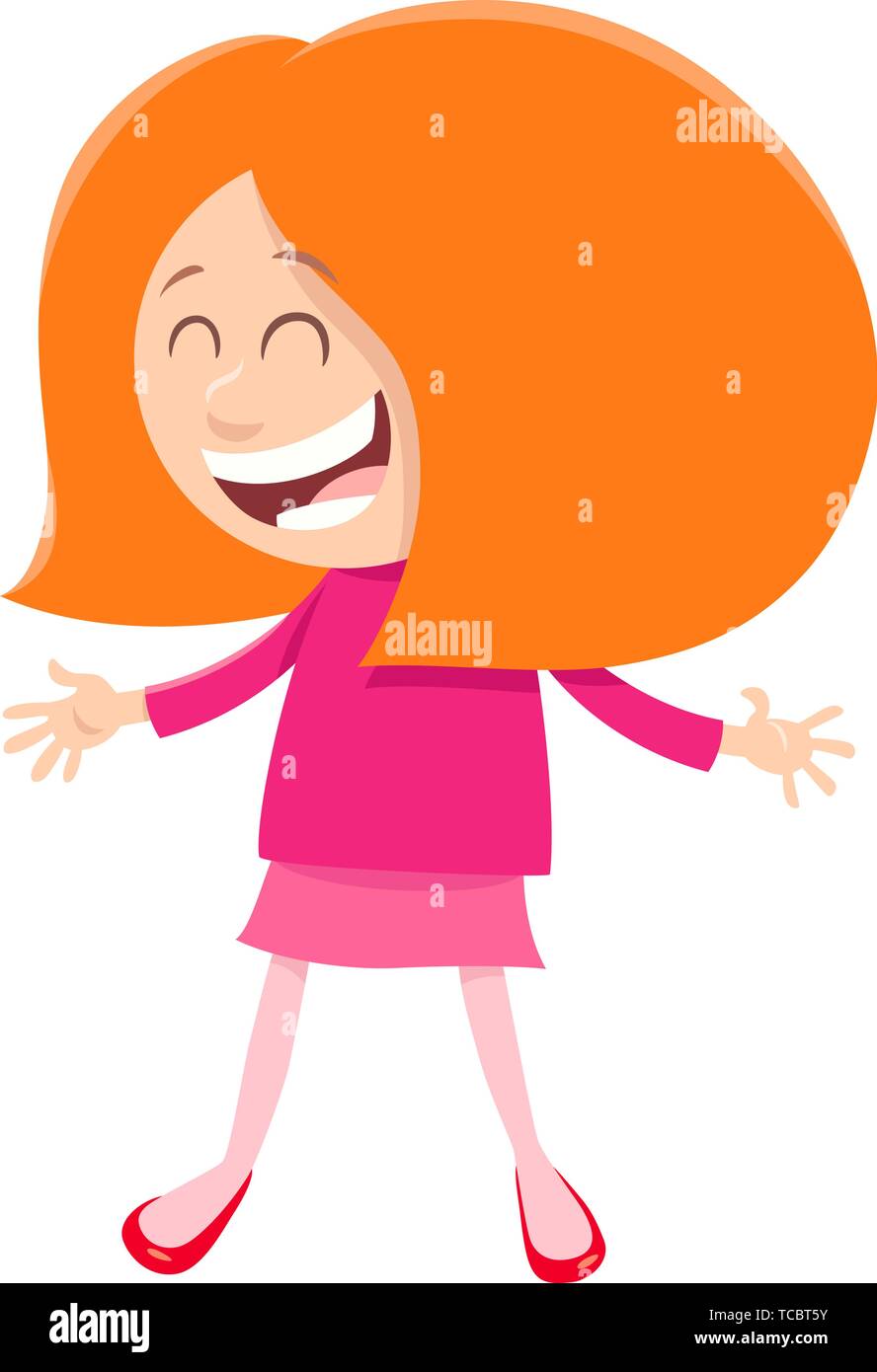 Cartoon Illustration of Happy Cute Girl Character Stock Vector Image ...
