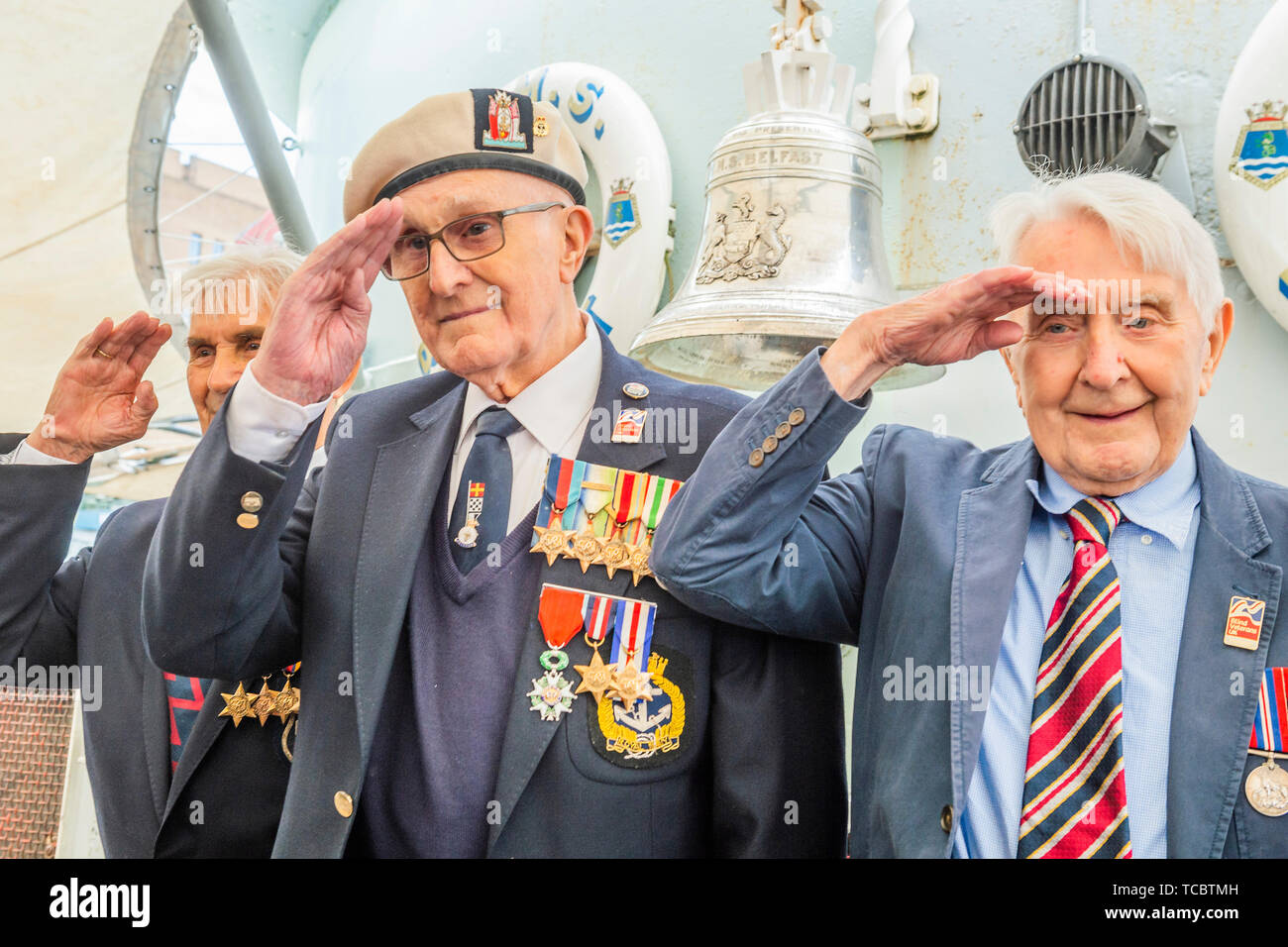 London, UK. 06th June, 2019. Imperial War Museums marks the 75th anniversary of the D-Day landings on board HMS Belfast. Credit: Guy Bell/Alamy Live News Stock Photo