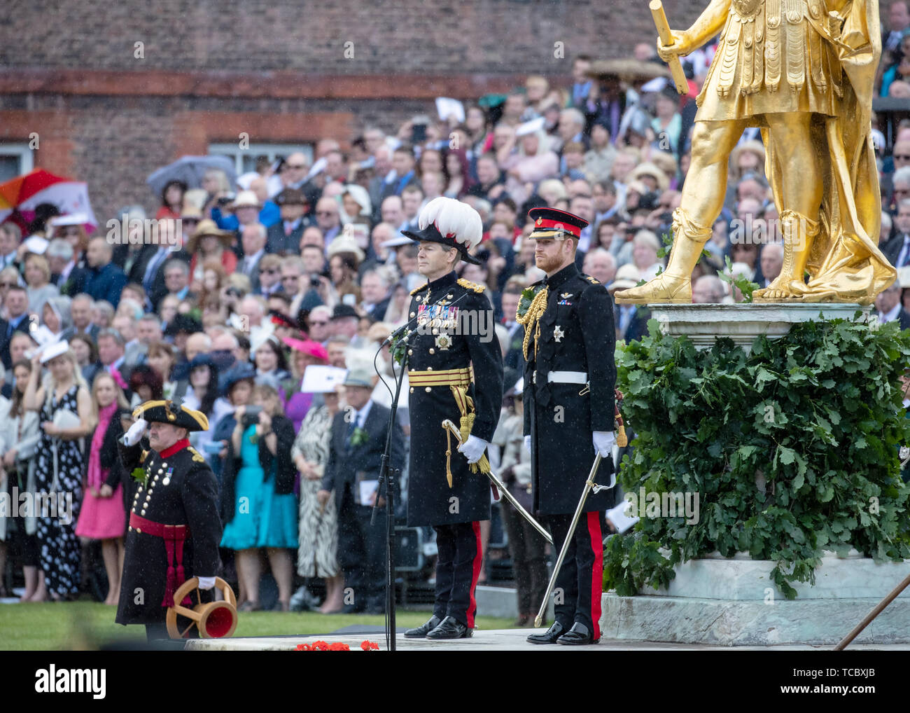 London, UK. 06th June, 2019. Prince Harry, Duke of Sussex attends, as reviewing officer, the annual Founder's Day Parade at the Royal Hospital Chelsea in London, England. JUNE 6th 2019. Credit: Matrix/MediaPunch ***FOR USA ONLY*** REF: JRD 192074 Credit: MediaPunch Inc/Alamy Live News Stock Photo