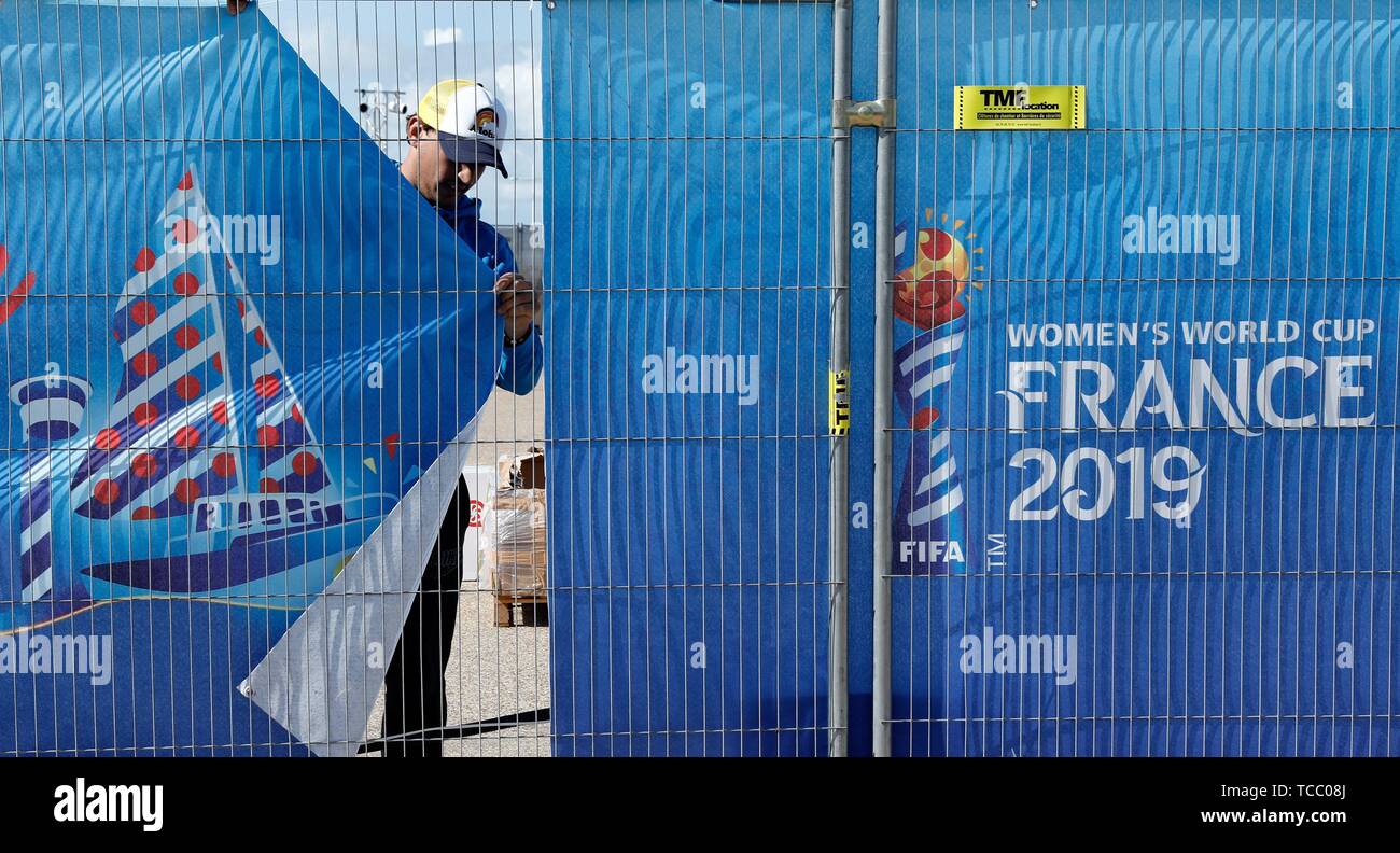Deauville France 06th June 2019 A Worker Seta A Banner At The