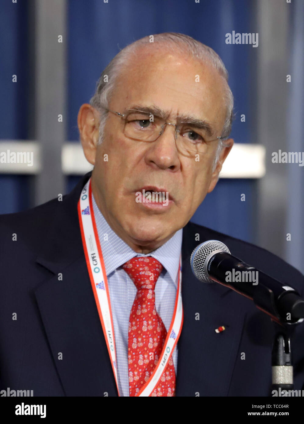 Tokyo, Japan. 7th June, 2019. The OECD Secretary General Angel Gurria delivers a keynote speech for the G20 High-level Symposium on Aging and Financial Inclusion in Tokyo on Friday, June 7, 2019. The symposium is a connected to the G20 Finance Ministers and Central Bank Governors meeting which will be held in Fukuoka on June 8 and 9. Credit: Yoshio Tsunoda/AFLO/Alamy Live News Stock Photo