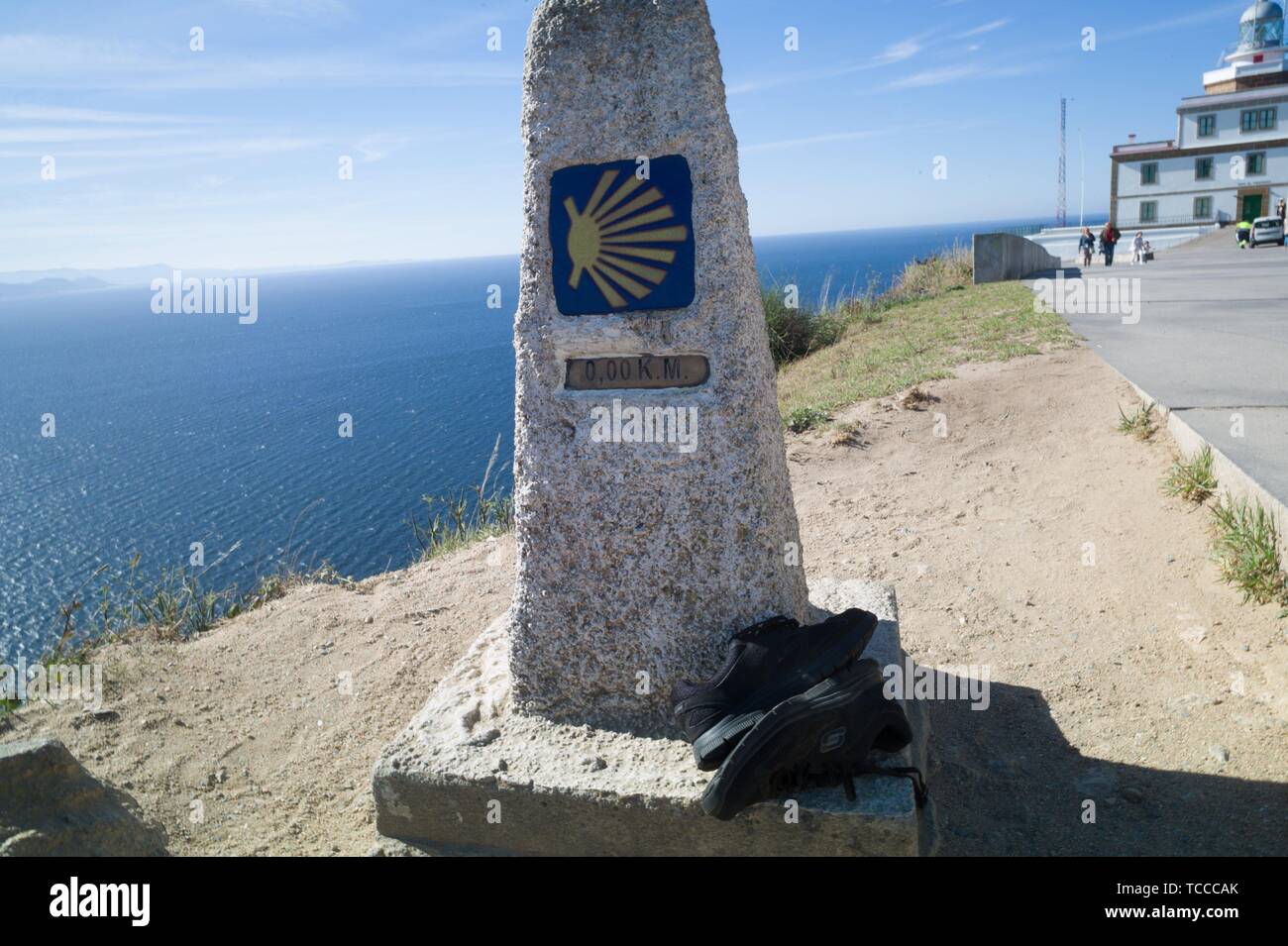 The km 0 in Ferrol at the beginning of the way for Santiago of Compostela. Stock Photo