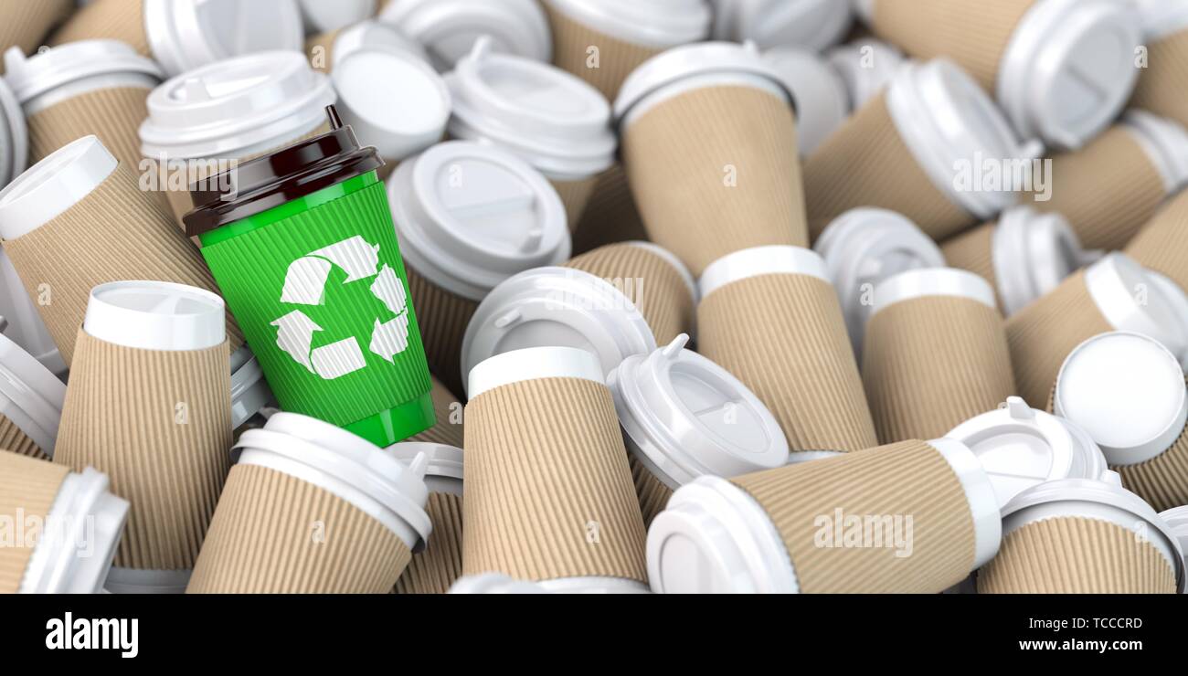 Recycling symbol on paper cup hi-res stock photography and images - Alamy