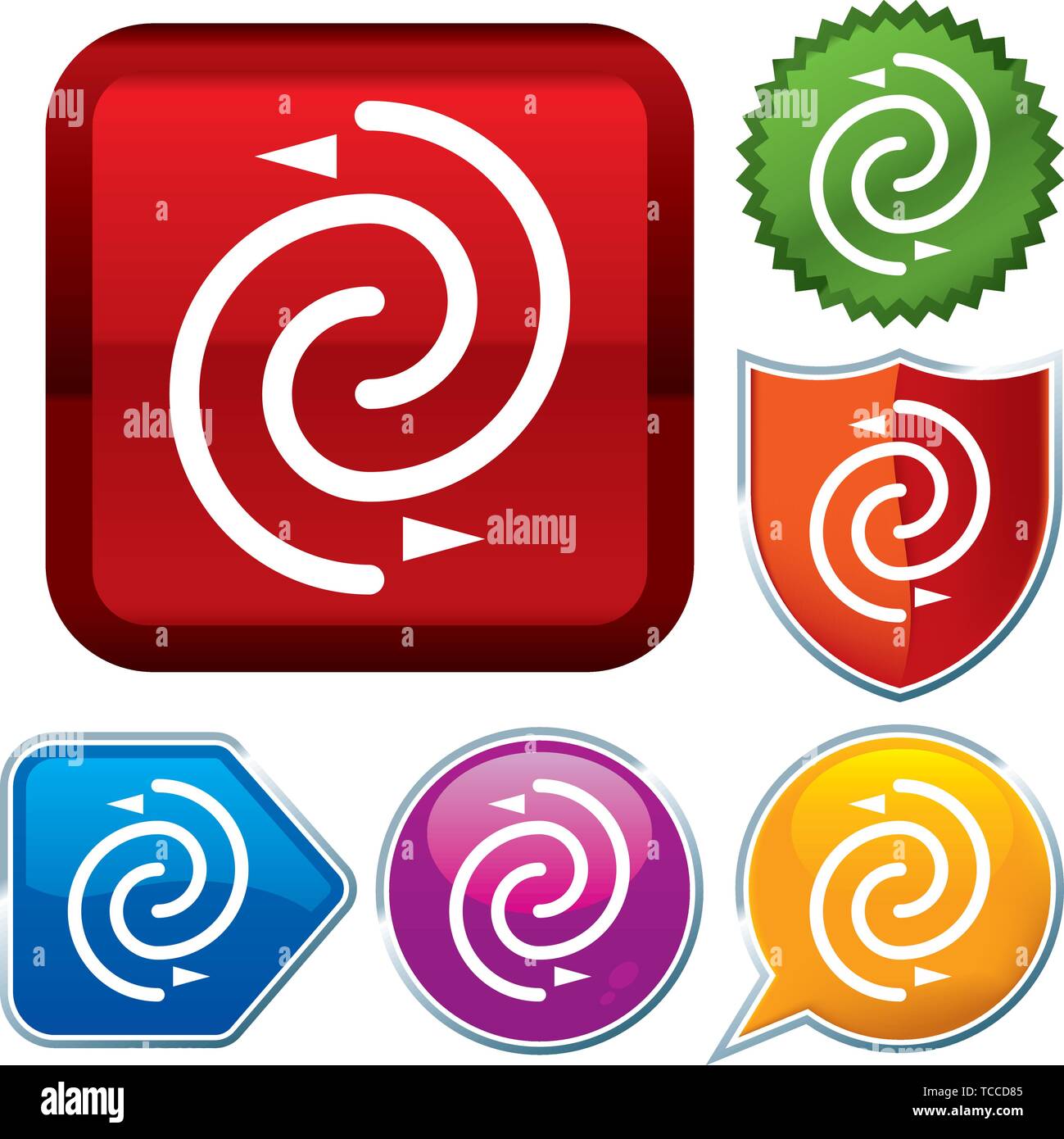 Vector illustration. Set shiny icon series on buttons. Decision. Stock Vector