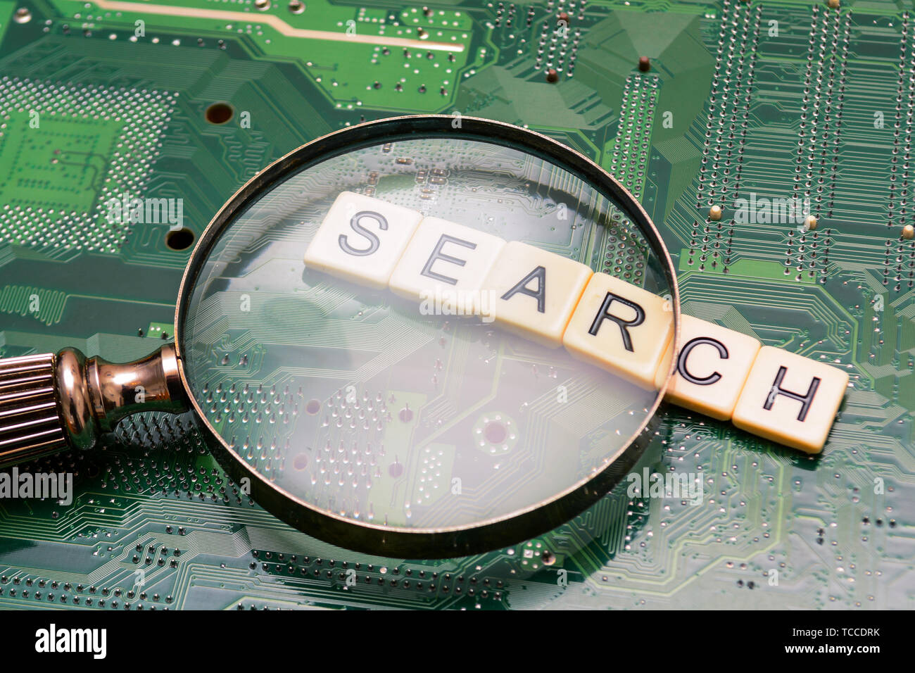 Search results from search engine query, searching the internet Stock Photo