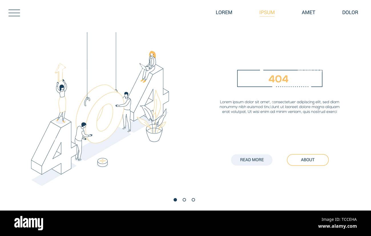 Error 404 page - line design style isometric web banner Stock Vector