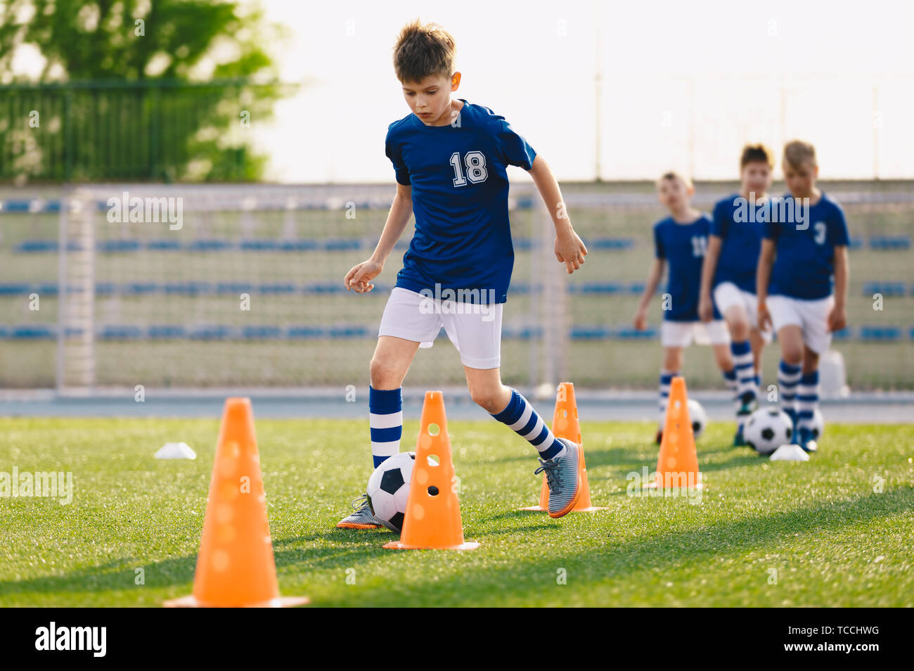Football training cones hi-res stock photography and images - Alamy
