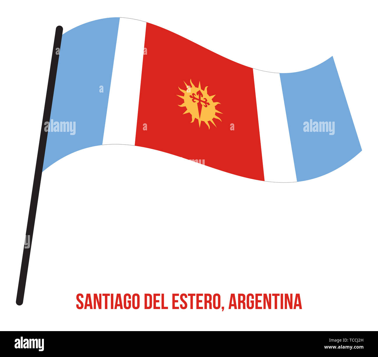 Santiago Del Estero Flag Waving Vector Illustration on White Background. Flag of Argentina Provinces. Stock Photo