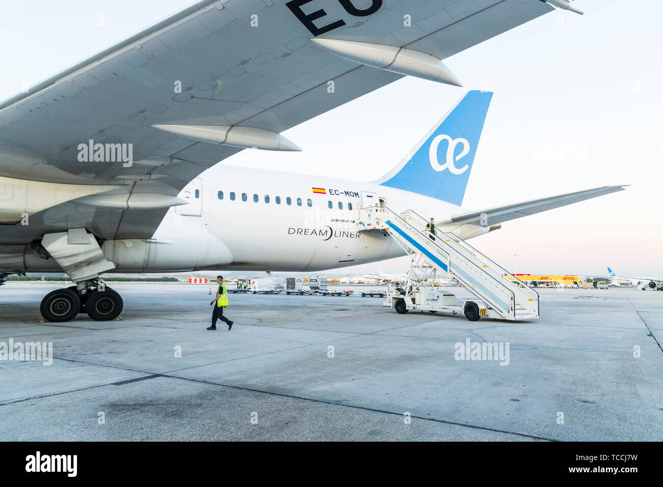 Boeing 787, Dreamliner with Air Europa markings, at Madrid Barajas airport, Spain Stock Photo