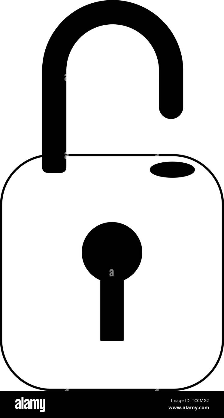 Security padlock unlocked symbol isolated in black and white Stock ...