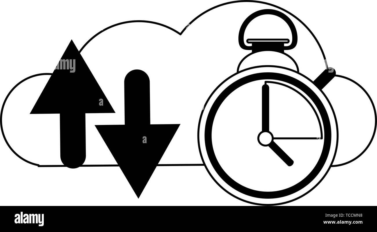Cloud computing and technology symbols in black and white Stock Vector ...